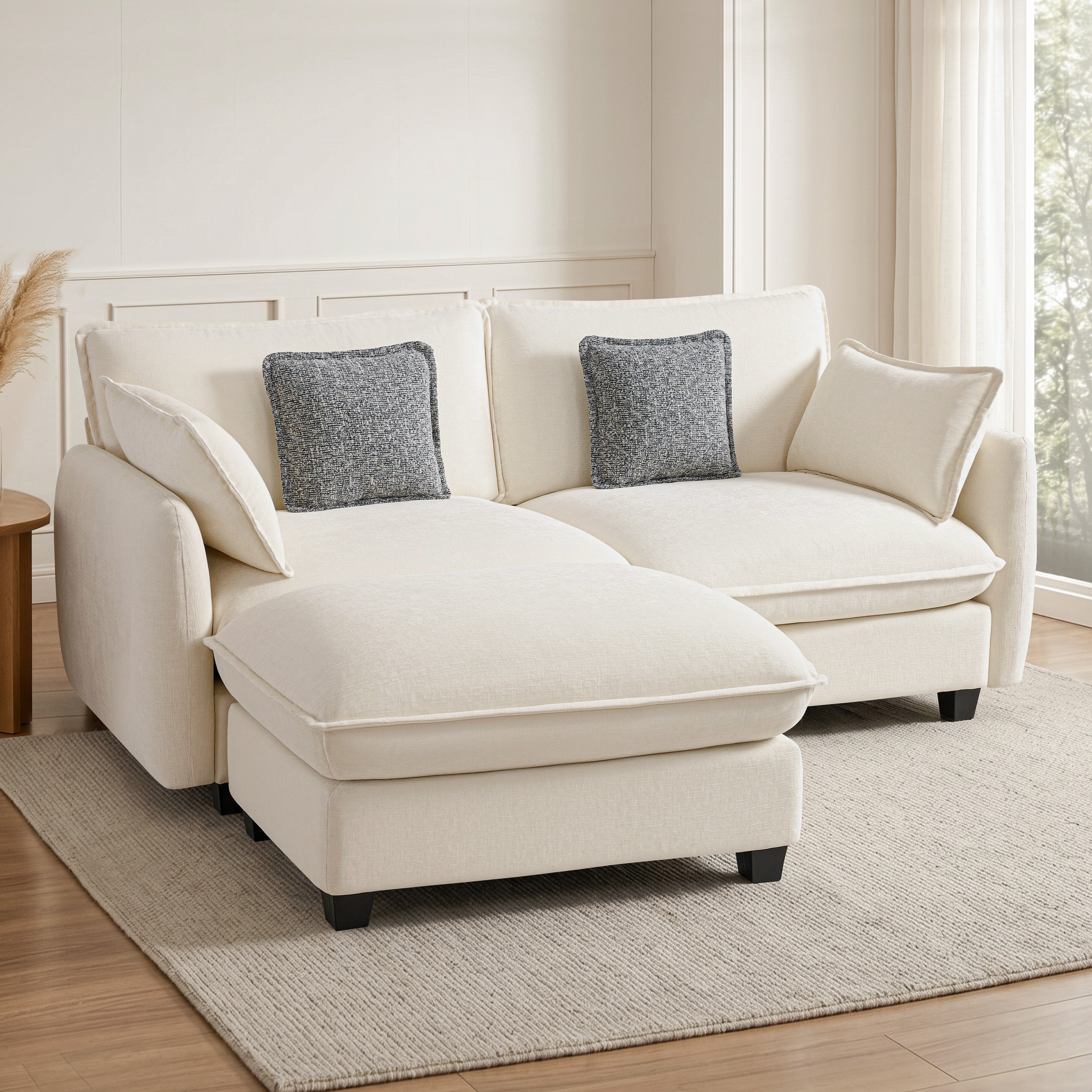 Oversized Cloud Modular Sectional Sofa, FSC Certified Sectional Couches with Ottoman for Living Room S0701