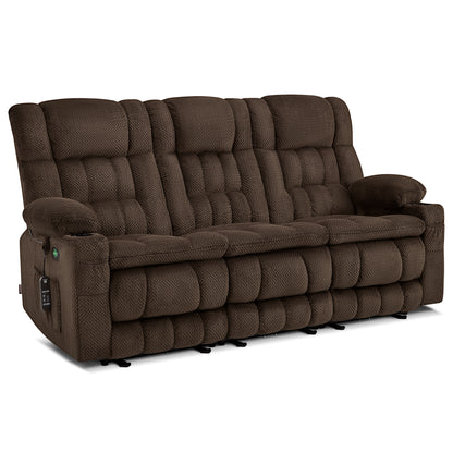 Power Reclining Loveseat with Heat and Massage, Fabric RS6314