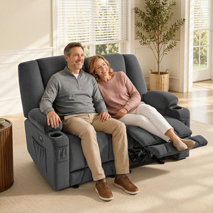 58 in Reclining Loveseat Recliner with Heat & Massage 6034M1