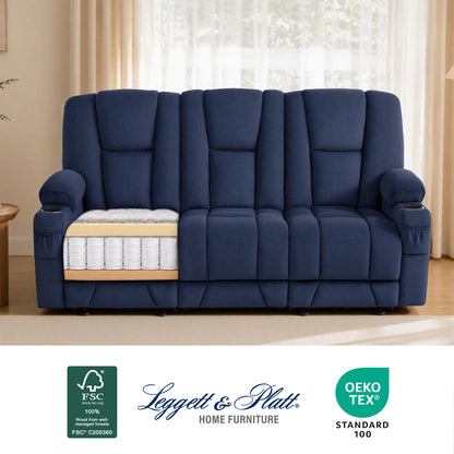 81 in 3 Seater Reclining Sofa with Heat and  Massage 6034M3