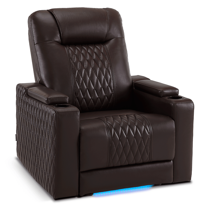 MCombo Power Recliner Chair with Adjustable Headrest, Home Theater Seating with USB & Type C Port, LED Light & Armrest Storage, Electric Power Reclining Sofa for Living Room HTS401
