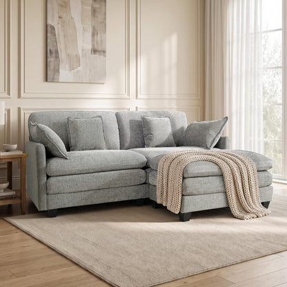 Loveseat Sofa Couch with Chaise Ottoman, L-Shaped Modular Sectional Sofa, SF068