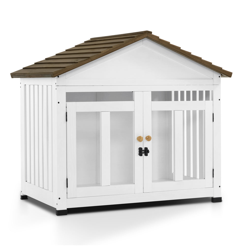 MCombo Wooden Dog House Furniture, Solid Wood Dog Cage Furniture Indoor for Small/Medium Dogs, JD54