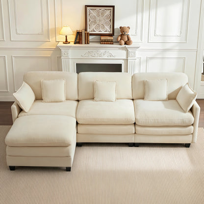 Loveseat Sofa Couch with Chaise Ottoman, L-Shaped Modular Sectional Sofa, SF068