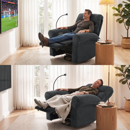Triple Motor Power Swivel Rocker Recliner with Adjustable Headrest & Extended Footrest, Fabric PR638