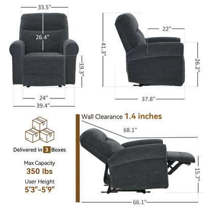 Power Wall Hugger Recliner Chair, Fabric/Faux Leather PR630 PR520