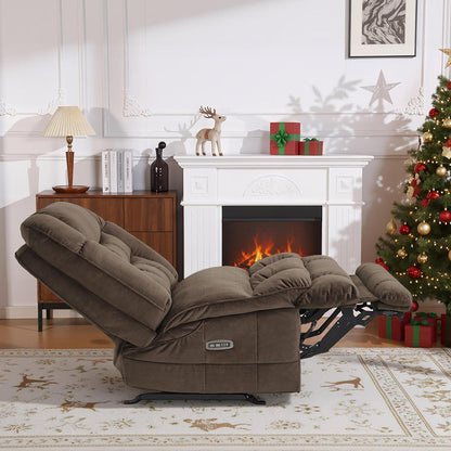 Oversized Dual Motor Armless Power Recliner Rocker Chair, Fabric PR607