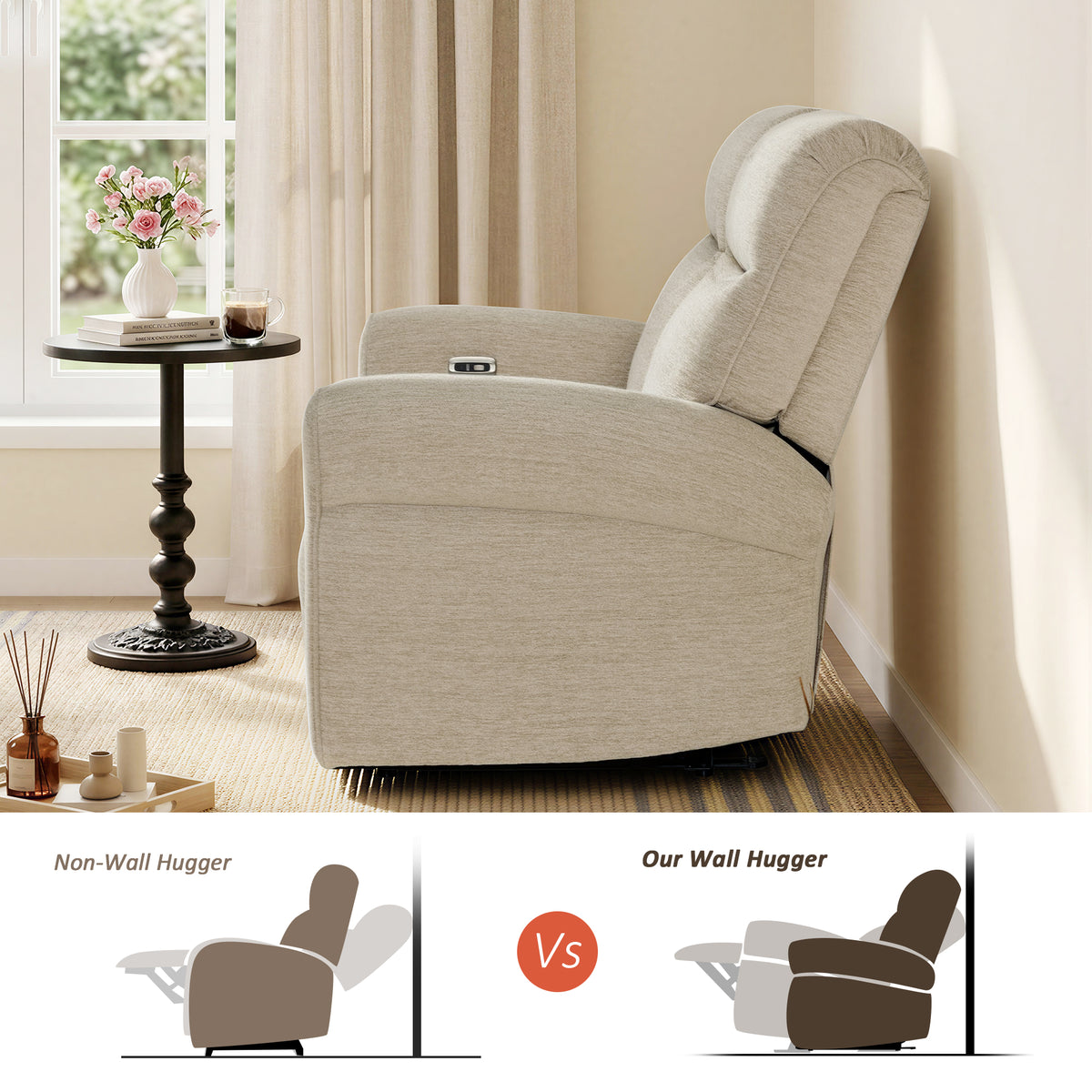 Wall Hugger Power Reclining Loveseat, Farbic PR635M1