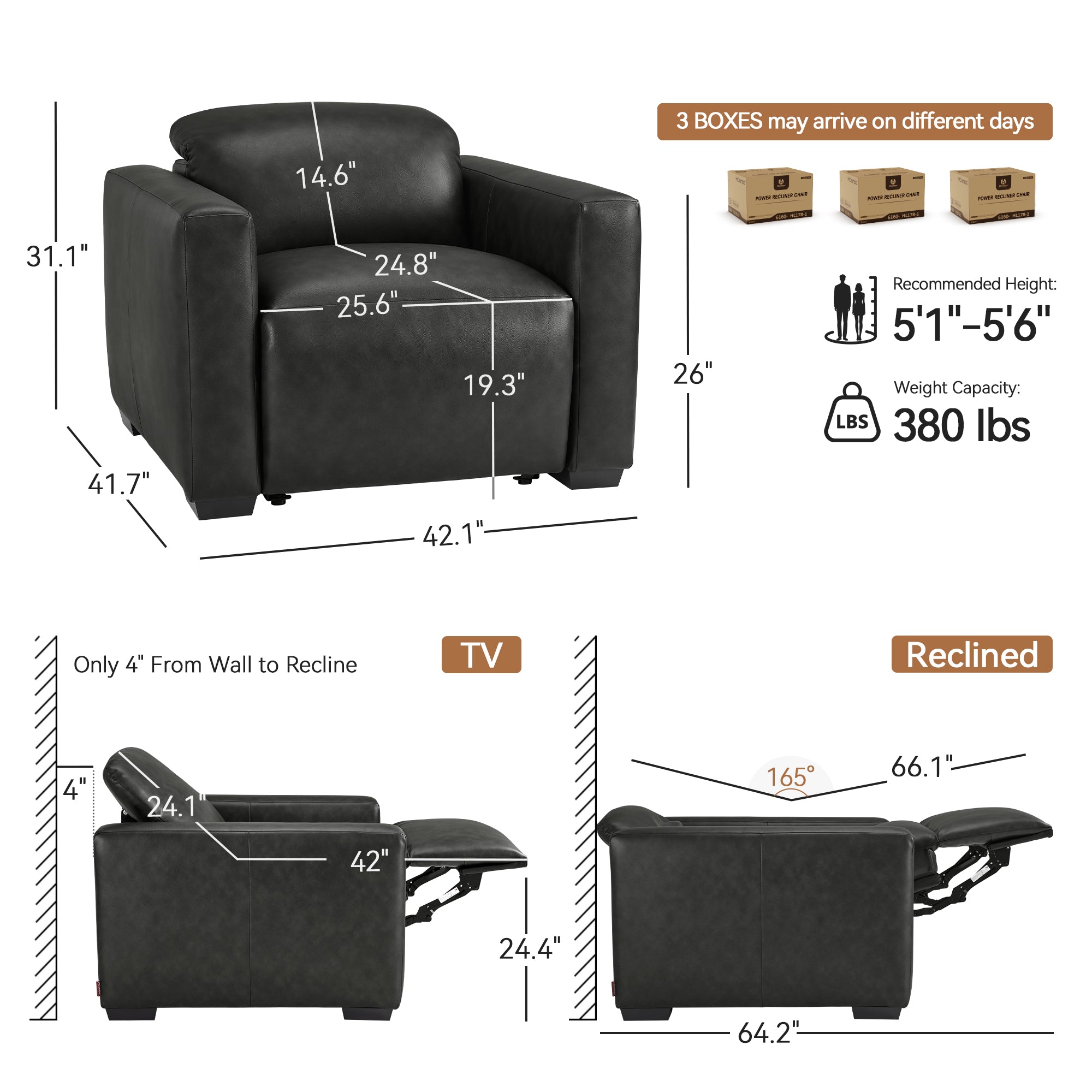 Wall Hugger Zero Gravity Power Recliner, Faux Leather ST280
