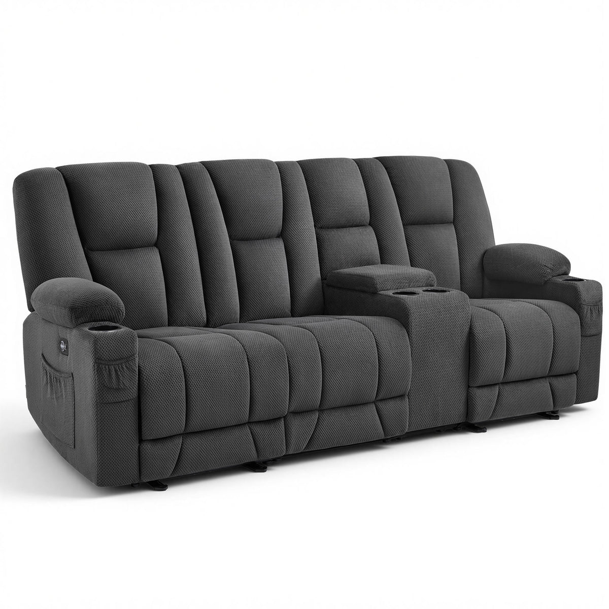 92 in 3 Seater Reclining Sofa with Storage Console 6034M4