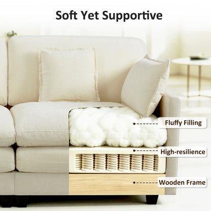 Loveseat Sofa Couch with Chaise Ottoman, L-Shaped Modular Sectional Sofa, SF068