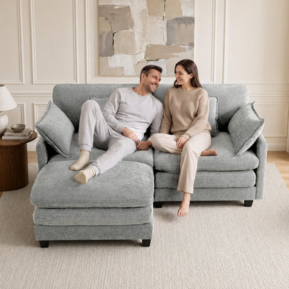 Loveseat Sofa Couch with Chaise Ottoman, L-Shaped Modular Sectional Sofa, SF068