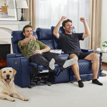Power Reclining Loveseat with Console, Home Theater Seating, Faux leather HTS480