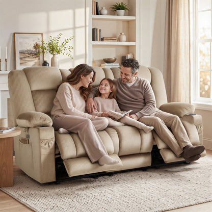 82 in 3 Seater Reclining Sofa with Heat and Massage PR648M3