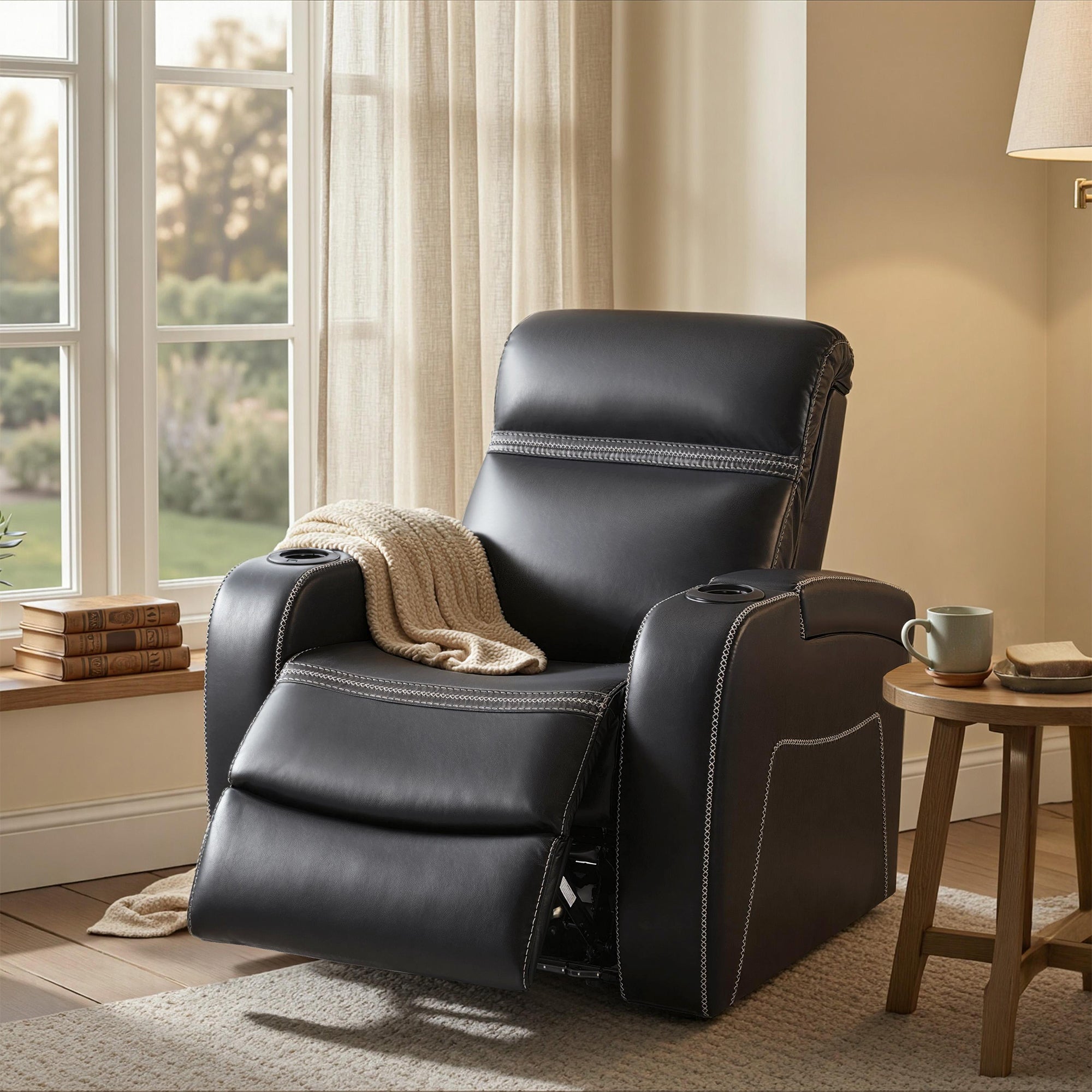 Power Recliner Chair, Home Theater Seating, Faux Leather HTS400