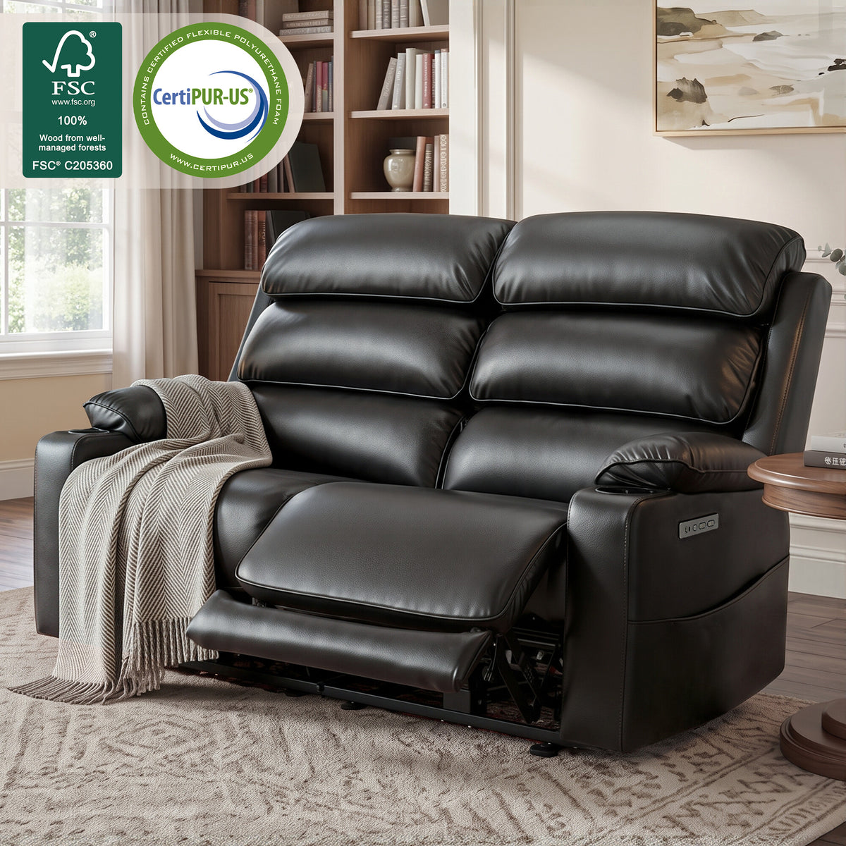 64 in Oversized Reclining Loveseat with Heat & Massage 6711