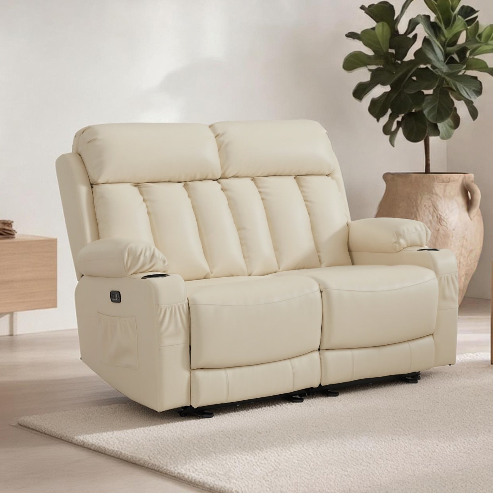 61 in Power Reclining Loveseat with Heat and Massage 6075