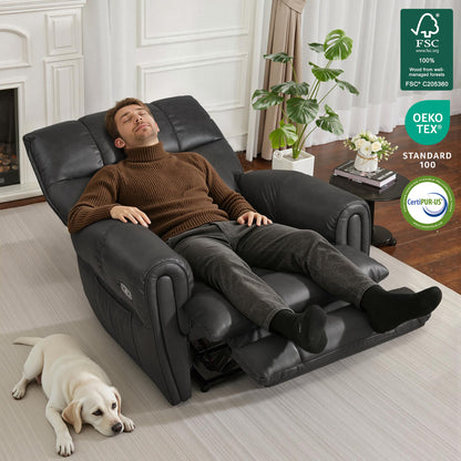 Large Dual Motor Power Recliner Chair with Heat and Vibration, 6199