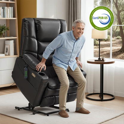 Power Lift Recliner Chair for Elderly,Triple Motor, Massage and Heat, Faux Leather 7632|7634|R7635