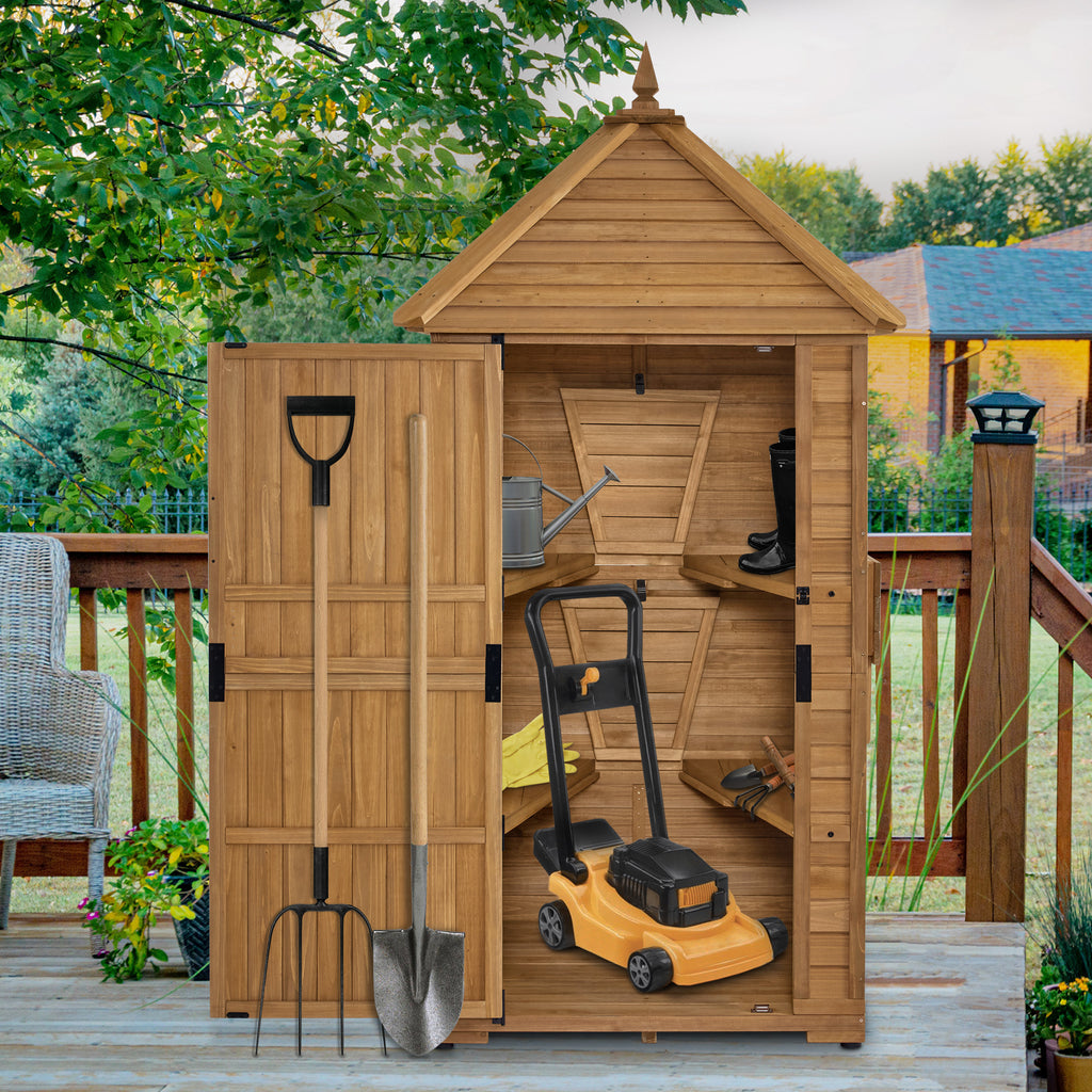MCombo Large Outdoor Storage Shed with Lockable Door and 6 Shelves, Ou