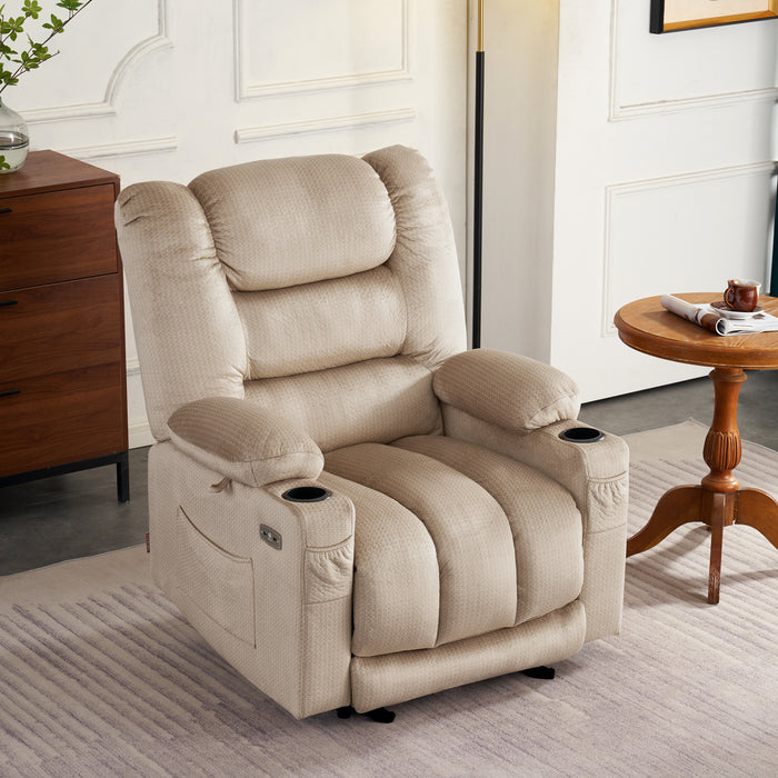 Mcombo Electric Power Recliner Chair with Heat and Massage, USB Ports, Cup Holders, Reclining chair for Living Room 6079