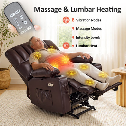 Power Lift Recliner Chair, Massage and Heat, Faux Leather 7095|7099|R7092|R7096