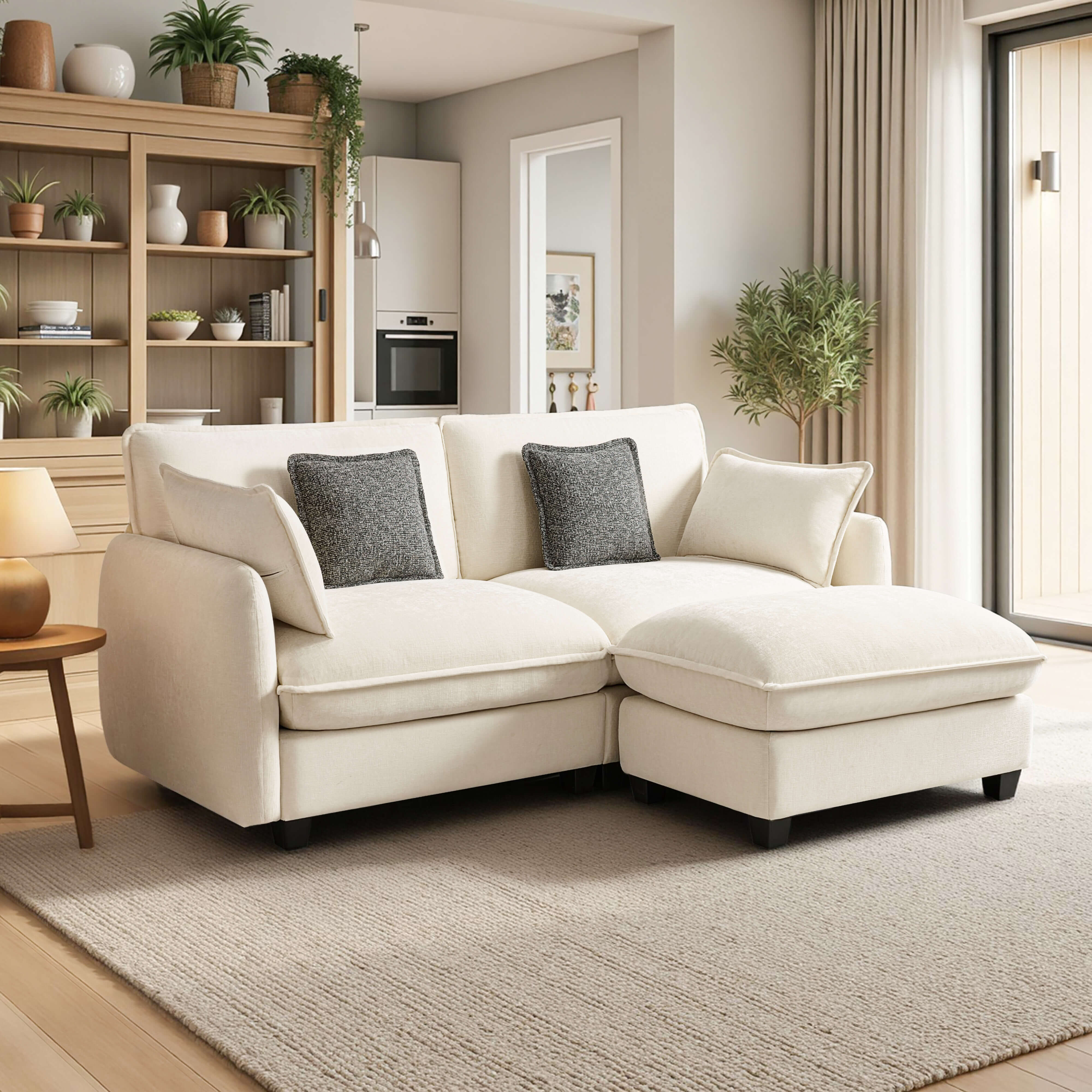 Oversized Cloud Modular Sectional Sofa, FSC Certified Sectional Couches with Ottoman for Living Room S0701