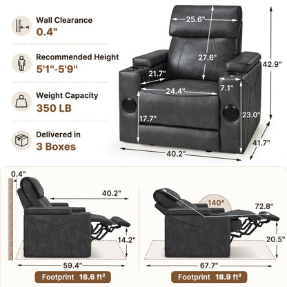 Wall Hugger Recliner Chair for RV, Theater Seating, HTS859