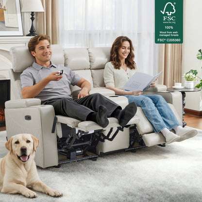 Power Reclining Loveseat with Console, Home Theater Seating, Faux leather HTS480