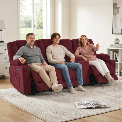 92 in 3 Seater Reclining Sofa with Storage Console 6034M4