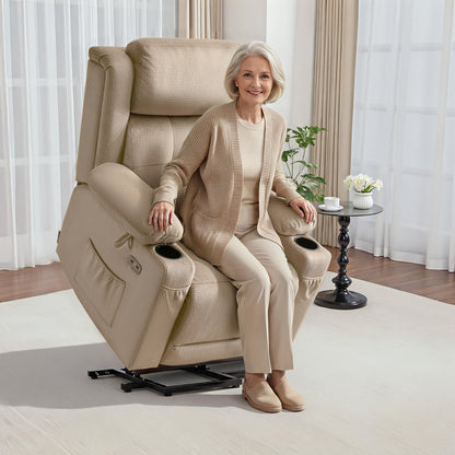 Power Lift Recliner Chair for Elderly, Triple Motor, Massage and Heat, Fabric 7661|7662|7664