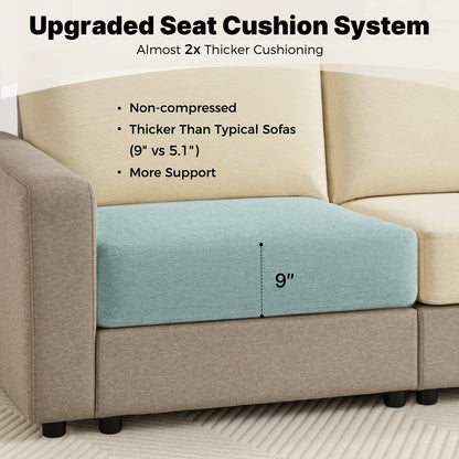 Oversized Sectional Sofa with 26" Deep Seat, Storage Ottoman, Pet-Friendly Fabric S6366