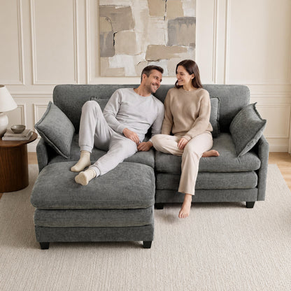 Loveseat Sofa Couch with Chaise Ottoman, L-Shaped Modular Sectional Sofa, SF068