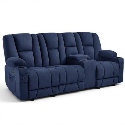 92 in 3 Seater Reclining Sofa with Storage Console 6034M4
