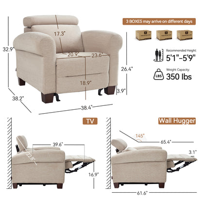 Wall Hugger Power Recliner Chair for Small Spaces, RV & Living Room HL164