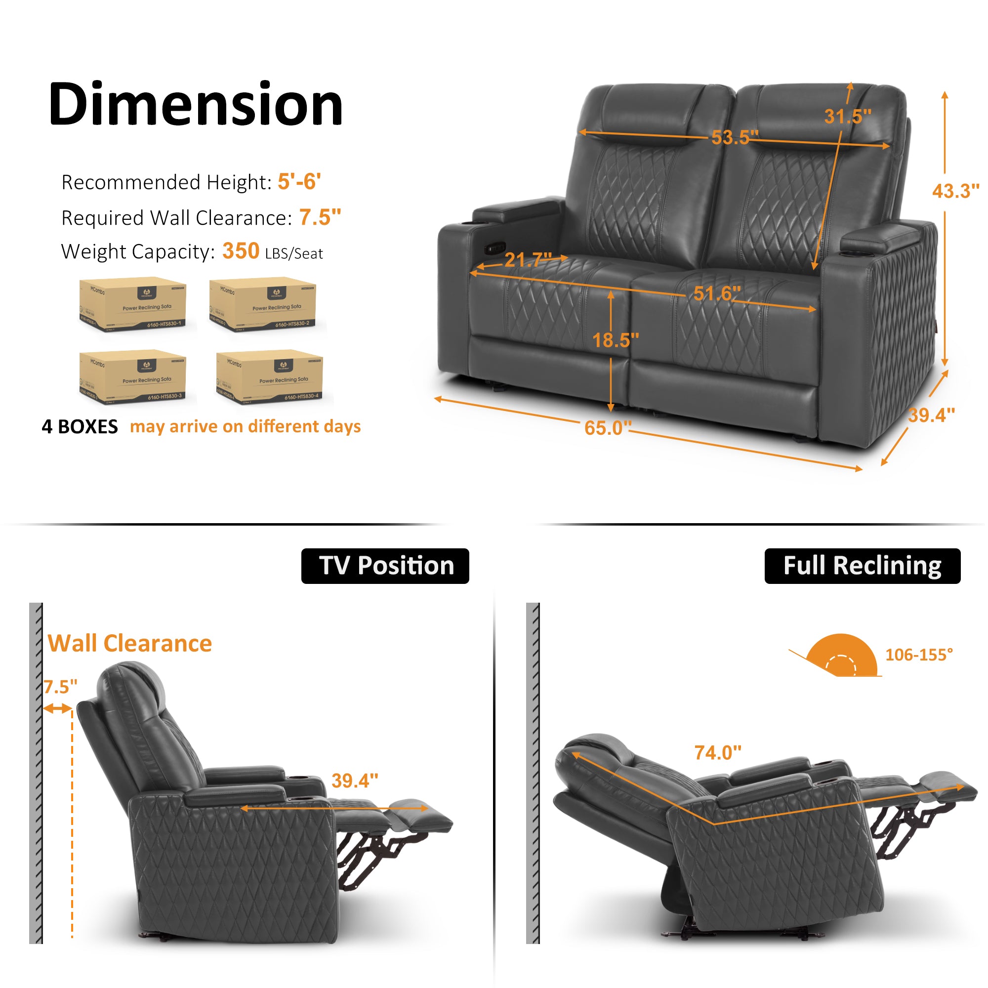 Power Reclining Loveseat,Home Theater Seating, HTS830