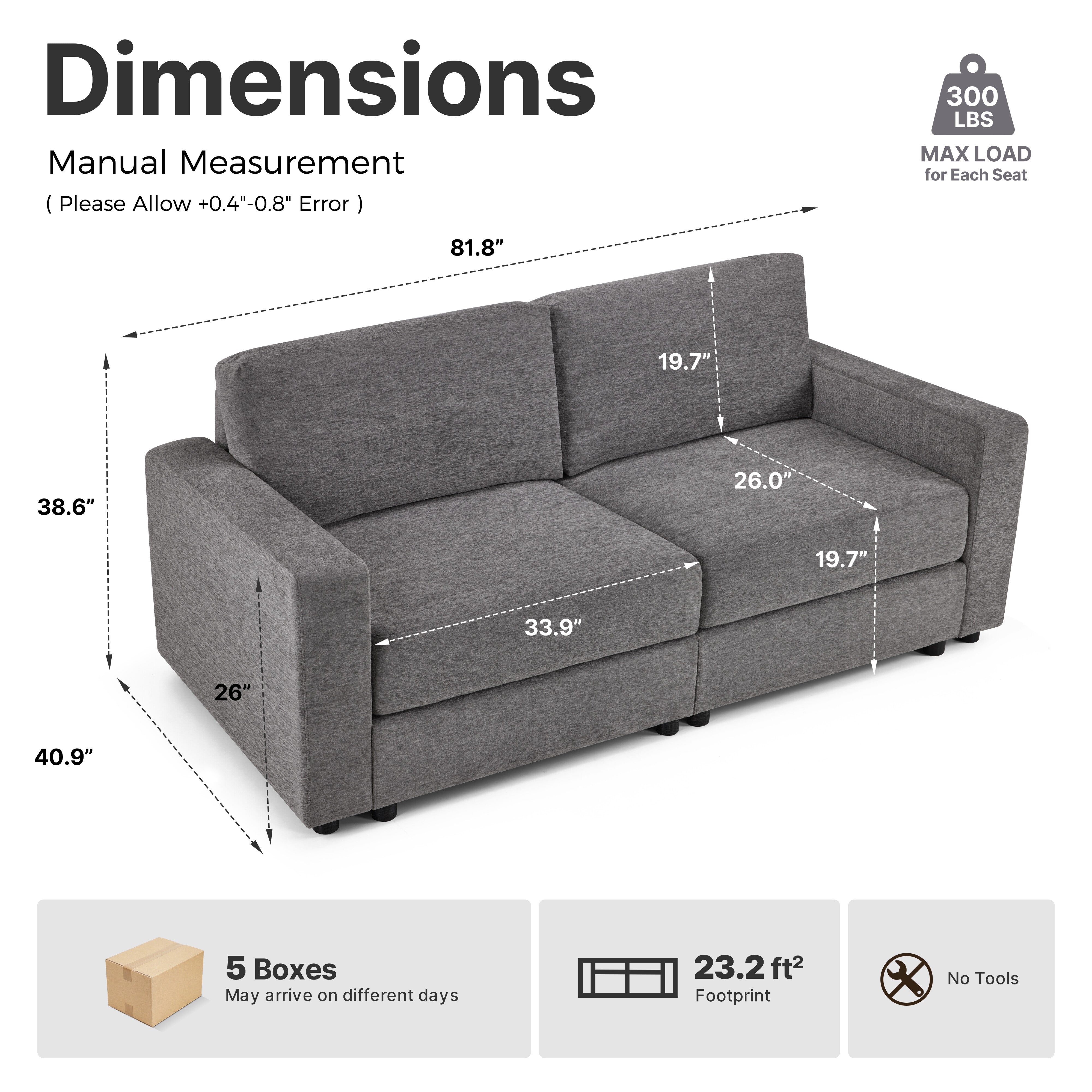 Oversized Sectional Sofa with 26" Deep Seat, Storage Ottoman, Pet-Friendly Fabric S6366