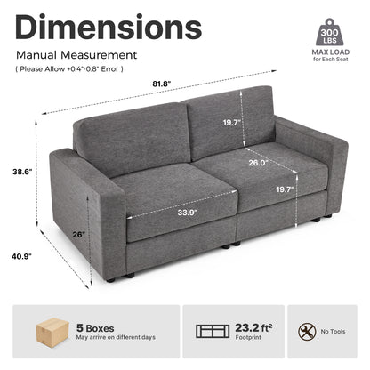Oversized Sectional Sofa with 26" Deep Seat, Storage Ottoman, Pet-Friendly Fabric S6366