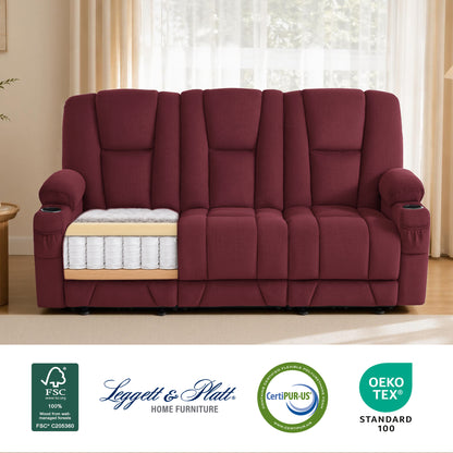 81 in 3 Seater Reclining Sofa with Heat and  Massage 6034M3