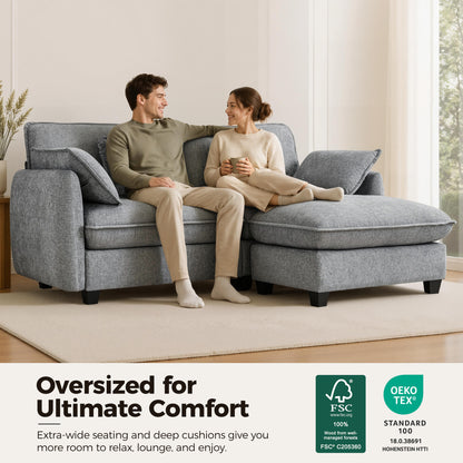 Oversized Cloud Modular Sectional Sofa, FSC Certified Sectional Couches with Ottoman for Living Room S0701