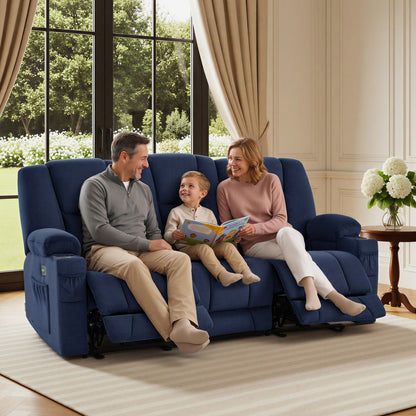81 in 3 Seater Reclining Sofa with Heat and  Massage 6034M3