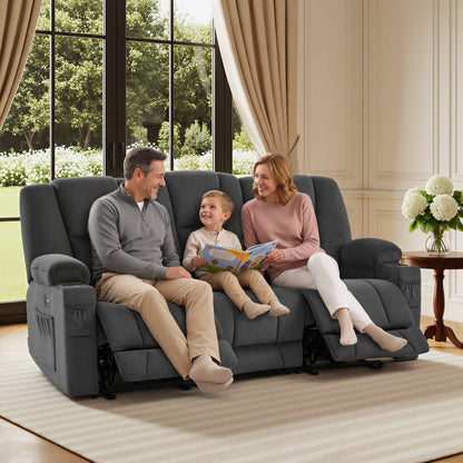 81 in 3 Seater Reclining Sofa with Heat and  Massage 6034M3