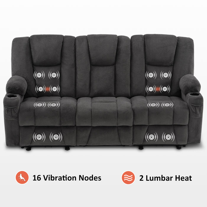 Mcombo Fabric Power Loveseat Recliner, Electric Reclining Sofa with Heat and Massage, Cup Holders, USB Charge Port for Living Room 6015/6035/6025/6045