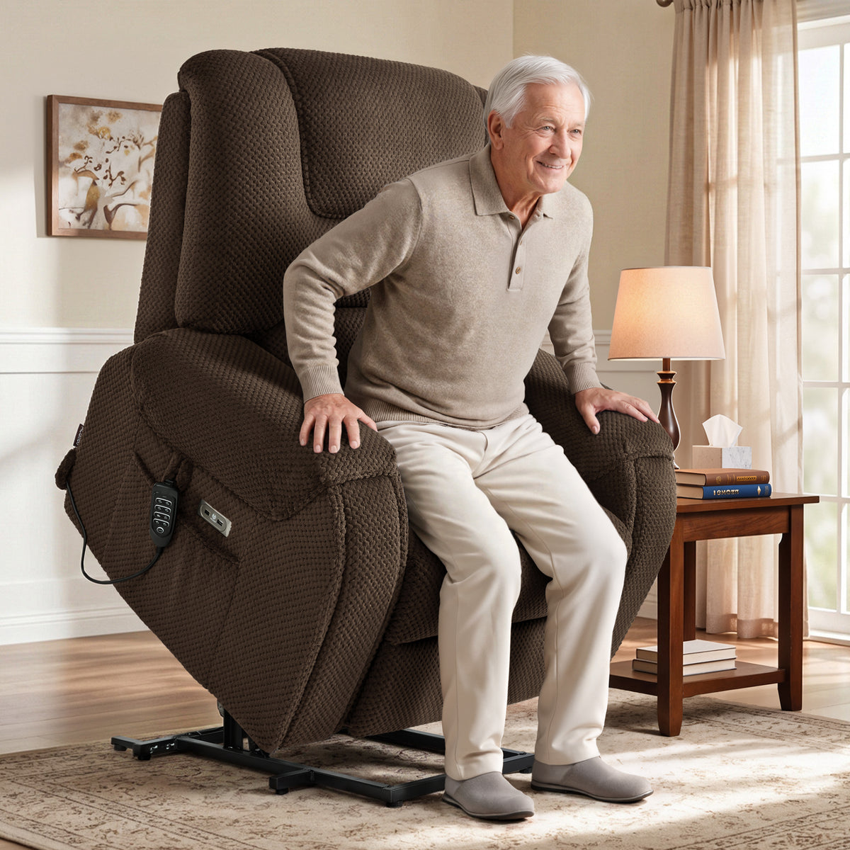 4-Motor Power Lift Recliner with Power Lumbar & Headrest R7558