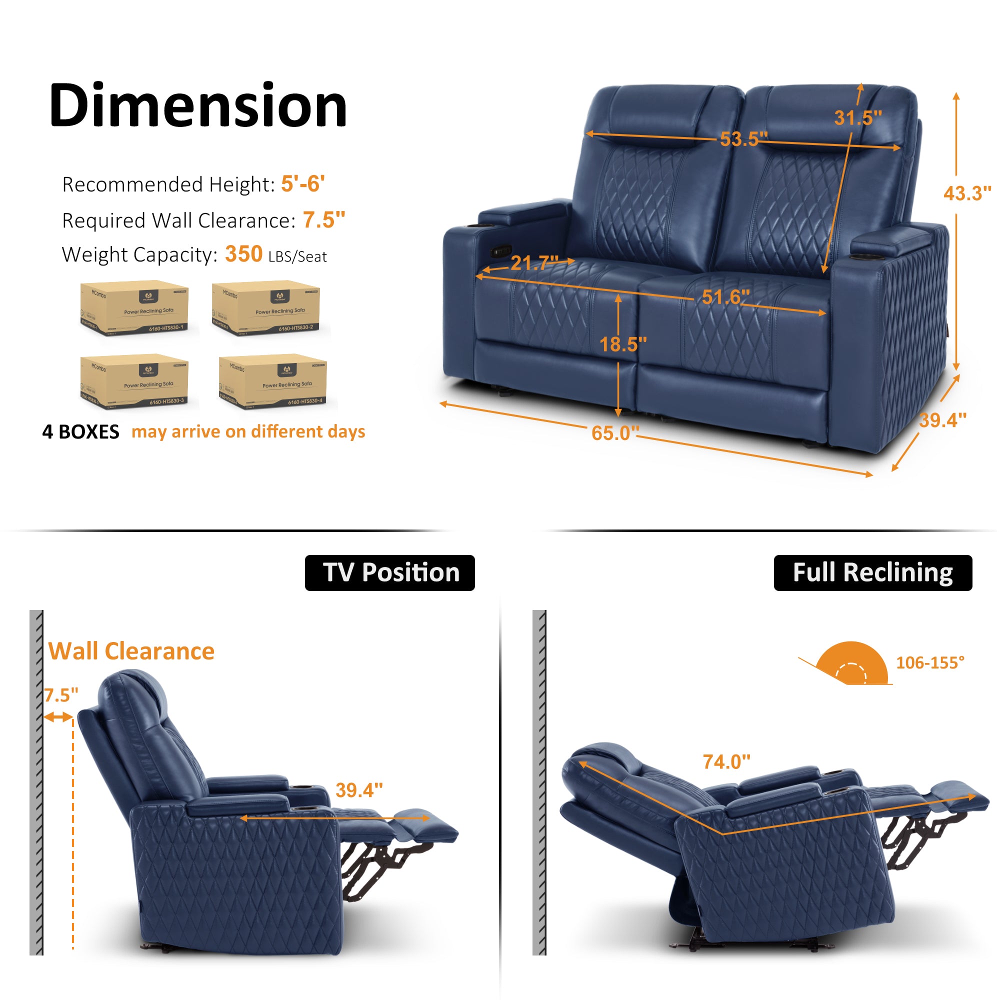 Power Reclining Loveseat,Home Theater Seating, HTS830