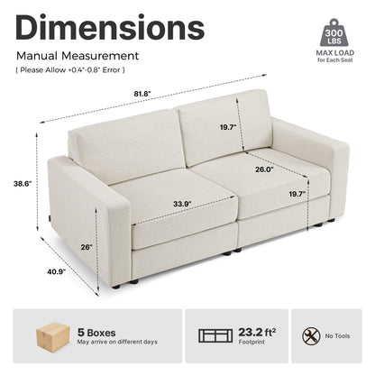 Oversized Sectional Sofa with 26" Deep Seat, Storage Ottoman, Pet-Friendly Fabric S6366