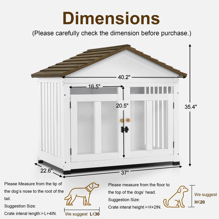 MCombo Wooden Dog House Furniture, Solid Wood Dog Cage Furniture Indoor for Small/Medium Dogs, JD54
