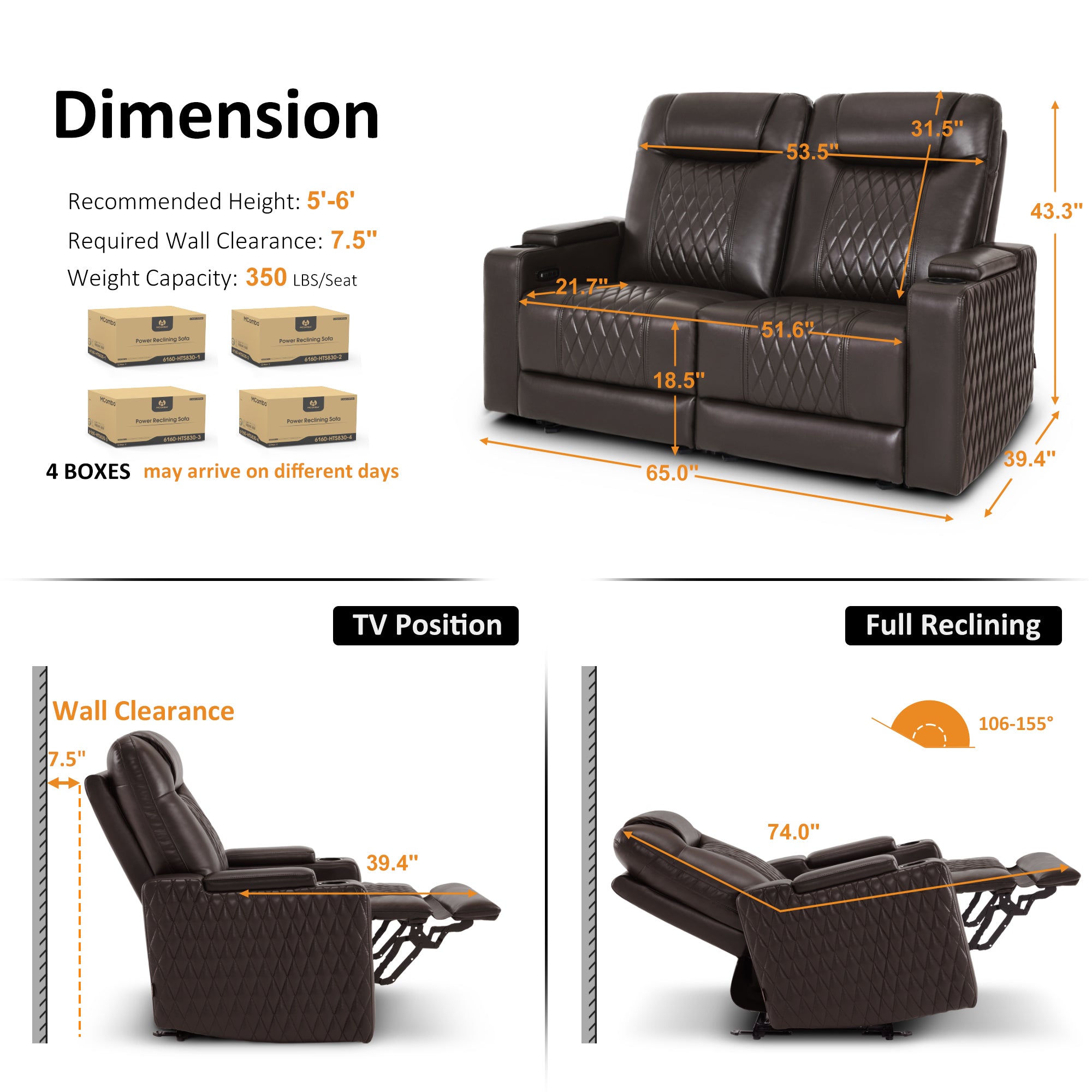 Power Reclining Loveseat,Home Theater Seating, HTS830