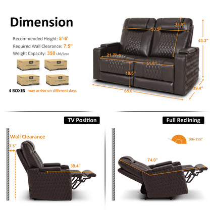 Power Reclining Loveseat,Home Theater Seating, HTS830
