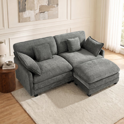 Loveseat Sofa Couch with Chaise Ottoman, L-Shaped Modular Sectional Sofa, SF068